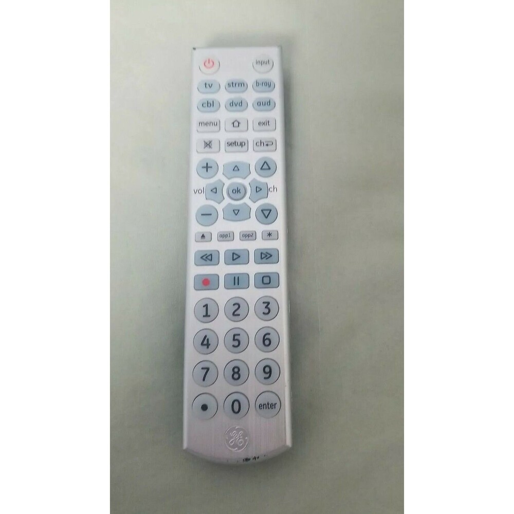 GE Universal Remote Control 6 Devices Brushed Nickel back lite Model #33712